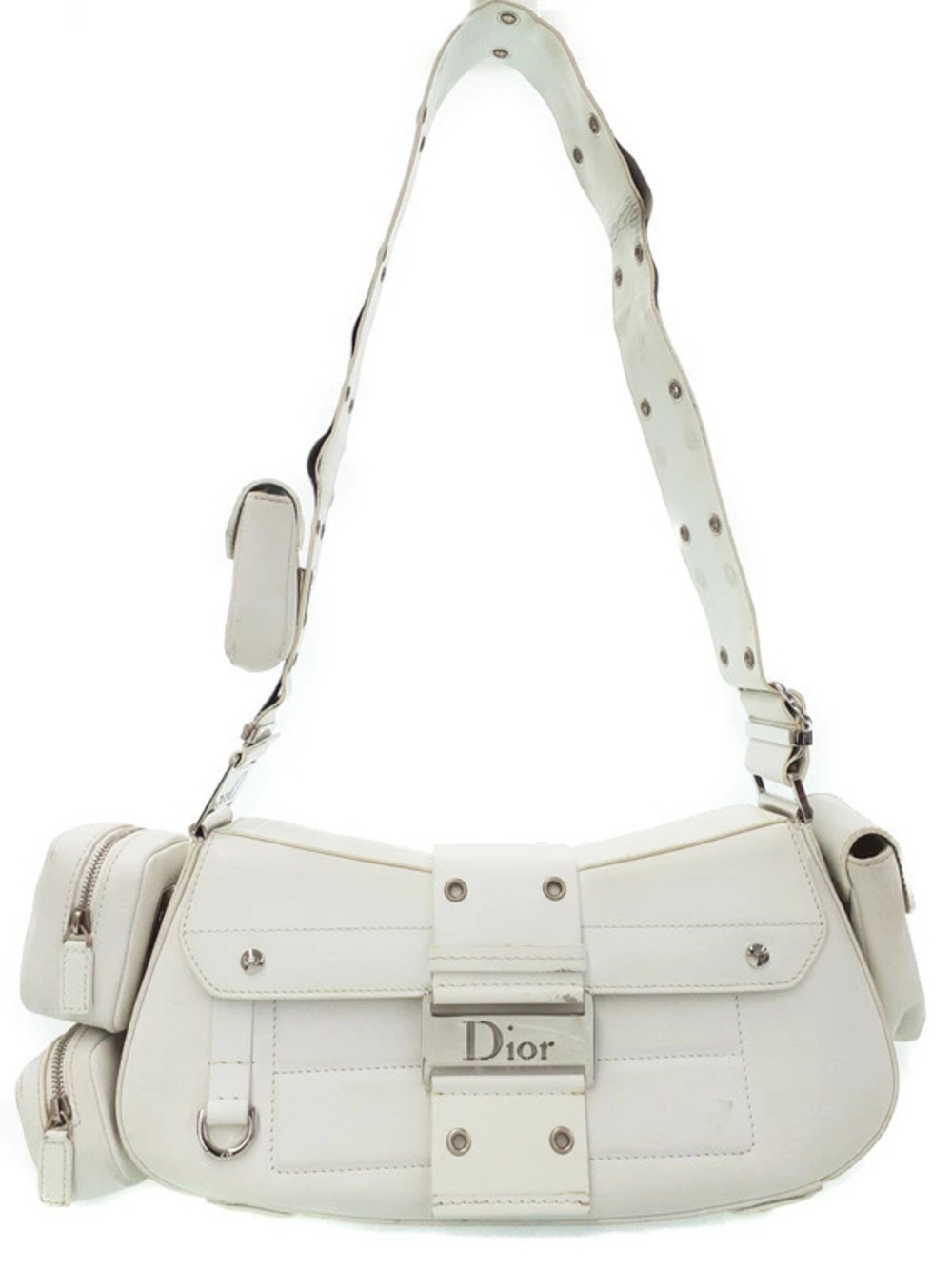 Christian Dior White Leather Street Chic Columbus Avenue bag John Galliano